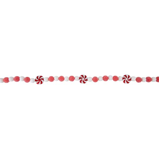 4ft. Peppermint Candy Beaded Christmas Garland